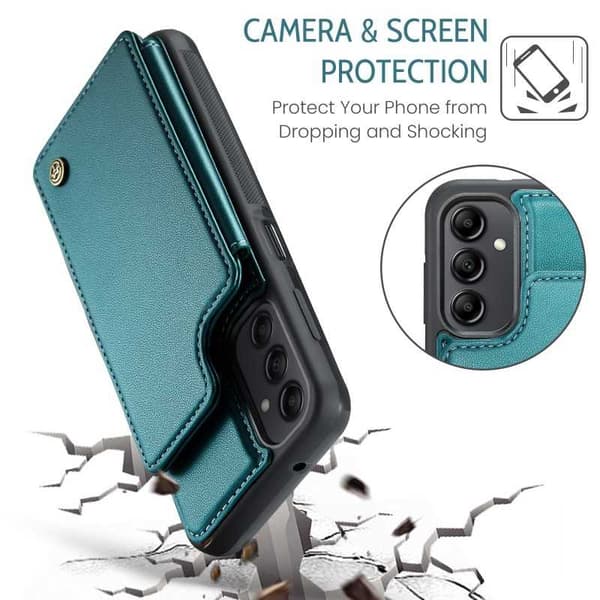 CaseMe Shockproof Cover Kortholder Stander 4-rums Samsung A13 5G Grön
