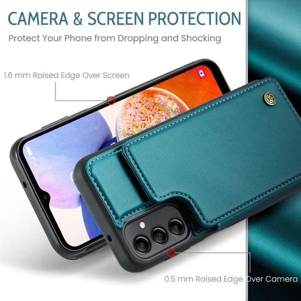 CaseMe Shockproof Cover Kortholder Stander 4-rums Samsung A13 5G Grön