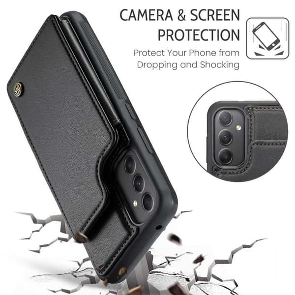 CaseMe Shockproof Cover Kortholder Stander 4-rums Samsung A34 5G Sort
