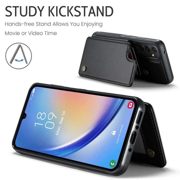 CaseMe Shockproof Cover Kortholder Stander 4-rums Samsung A34 5G Sort