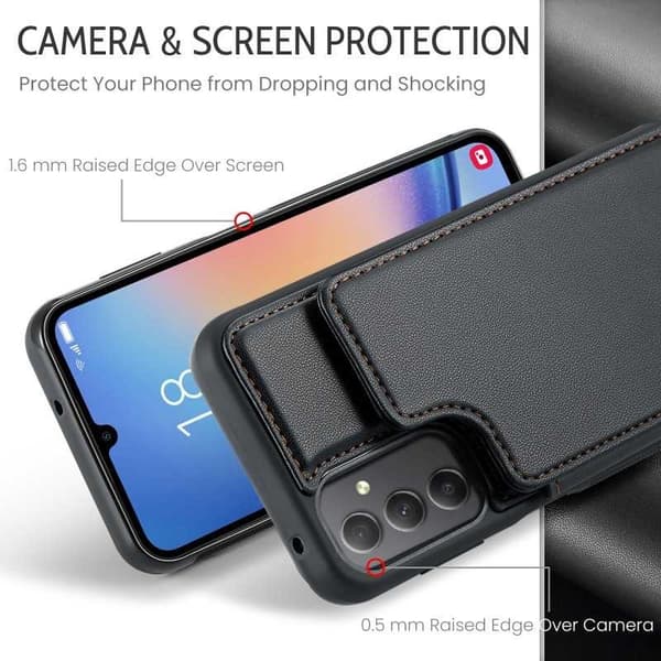 CaseMe Shockproof Cover Kortholder Stander 4-rums Samsung A34 5G Sort