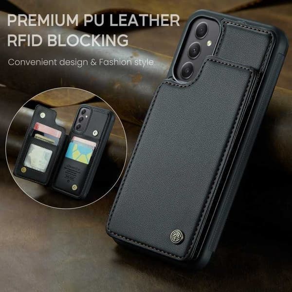 CaseMe Shockproof Cover Kortholder Stander 4-rums Samsung A34 5G Sort