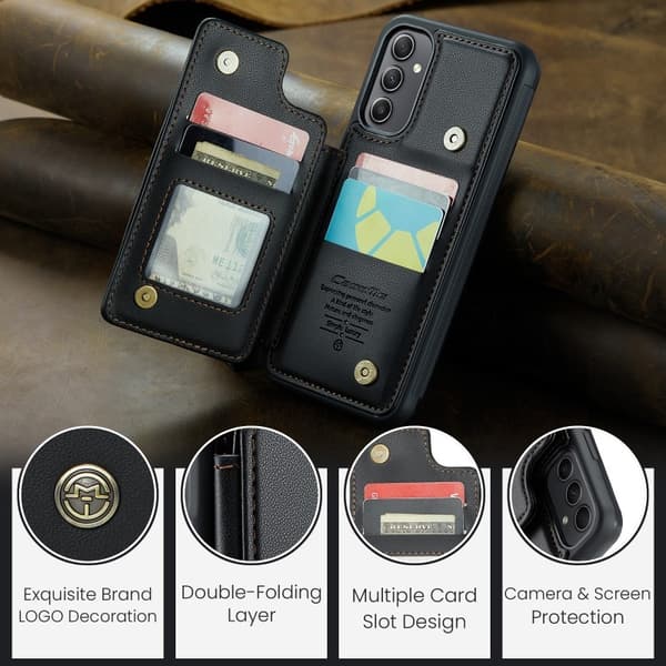 CaseMe Shockproof Cover Kortholder Stander 4-rums Samsung A54 5G Sort