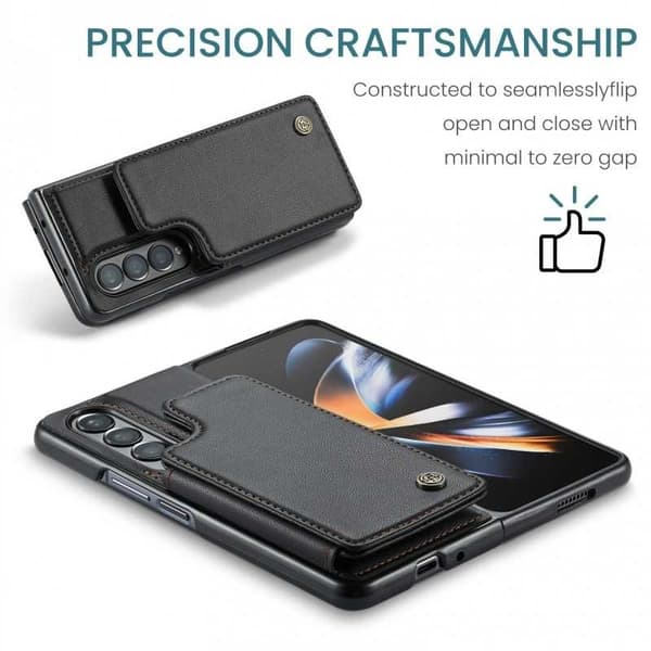 CaseMe iskunkestävä kansi korttitelineen jalusta 4-lokeroinen Samsung Z Fold 4 musta