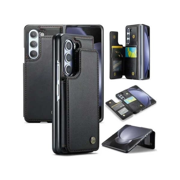 CaseMe iskunkestävä kansi korttitelineen jalusta 4-lokeroinen Samsung Z Fold 4 musta