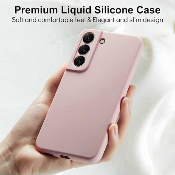 Samsung S21 Gummibelagd Mattrosa Skal Kameraskydd Liquid - Rosa