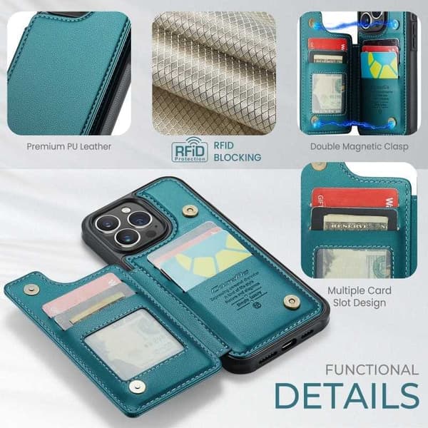 CaseMe Shockproof Cover Kortholder Stander 4-rums iPhone 11 Pro Max Grön