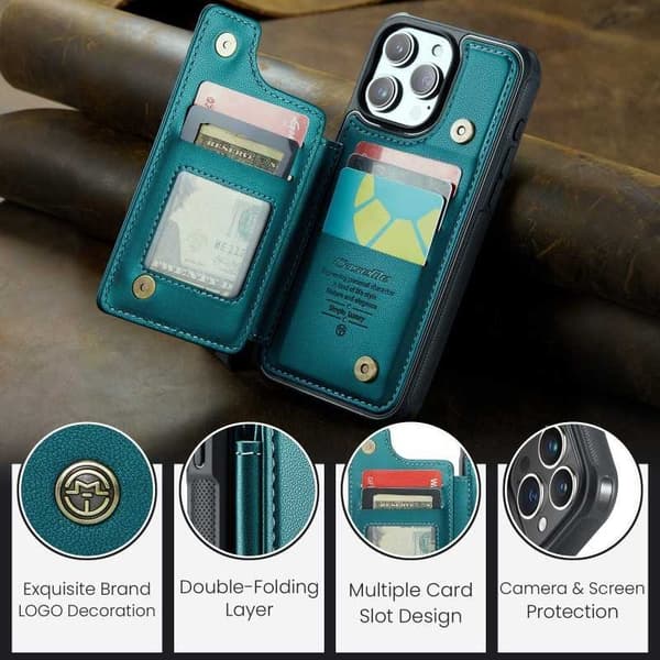CaseMe Shockproof Cover Kortholder Stander 4-rums iPhone 11 Pro Max Grön