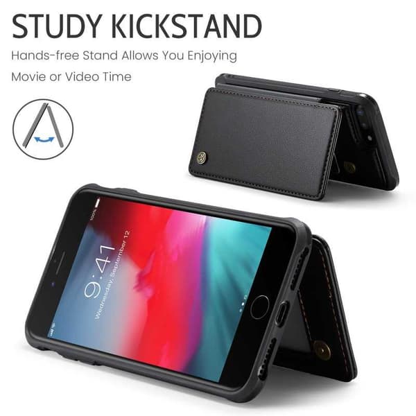 CaseMe Shockproof Cover Kortholder Stander 4-rums iPhone 7 Plus / 8 Plus Sort