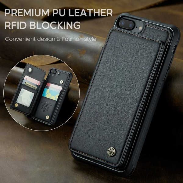 CaseMe Shockproof Cover Kortholder Stander 4-rums iPhone 7 Plus / 8 Plus Sort