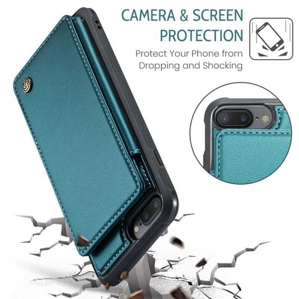 CaseMe Stöttåligt Skal Korthållare Stativ 4-Fack iPhone 7 Plus / 8 Plus Grön