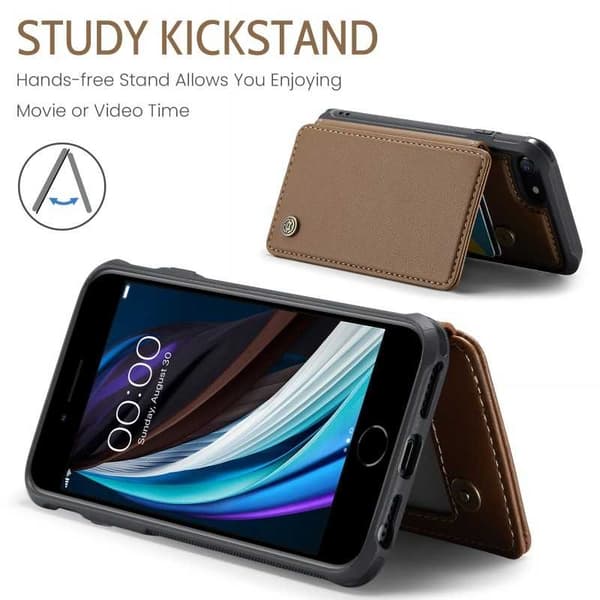 CaseMe Shockproof Cover Kortholder Stander 4-rums iPhone 6S/7/8/SE2/SE3 Brun