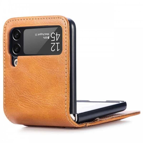 4-FACK Plånboksfodral Samsung Z Flip 4 - Ljusbrun