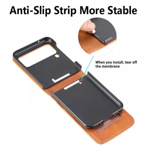 4-FACK Plånboksfodral Samsung Z Flip 4 - Ljusbrun