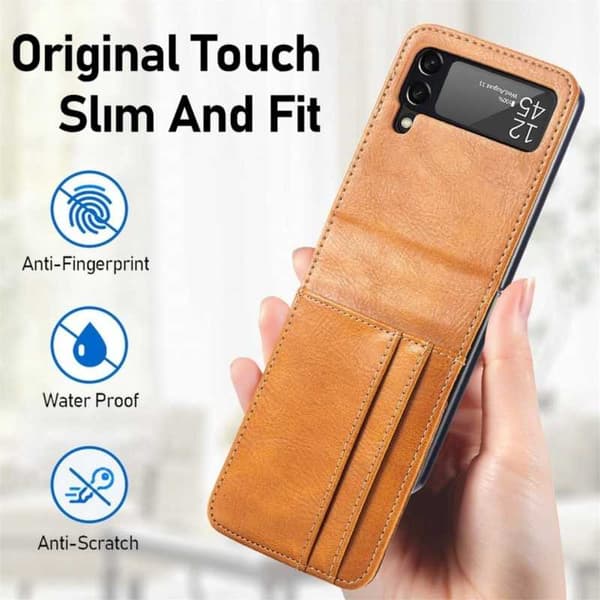 4-FACK Plånboksfodral Samsung Z Flip 4 - Ljusbrun