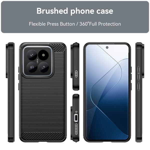 Borstat silikon skal Xiaomi 14 Pro - Svart