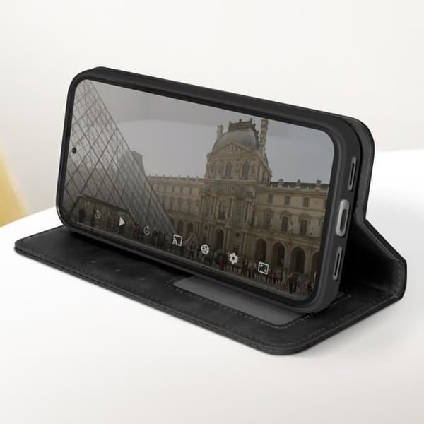 Fodral till Google Pixel 8 - AVIZAR - Geo Black Collection - Plånboksfodral - rutmönster