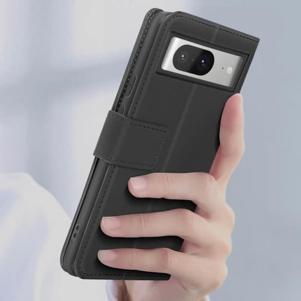 Fodral för Google Pixel 8 Flip Wallet Support Video Essential Series Black