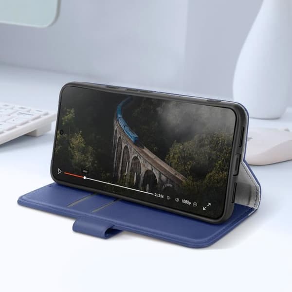 Fodral för Google Pixel 8 Flip Wallet Support Video Essential Series Blue