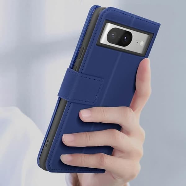 Fodral för Google Pixel 8 Flip Wallet Support Video Essential Series Blue