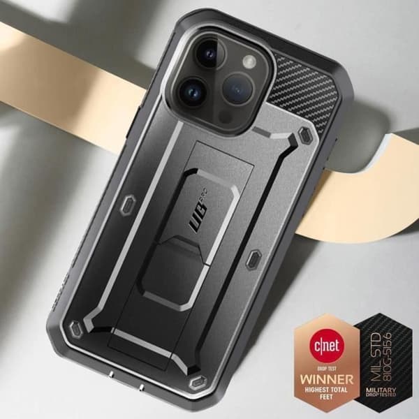 Coque iPhone 15 Pro - SUPCASE - Unicorn Beetle Pro - Stöttålig - Militärstandard MIL STD 810G - Svart