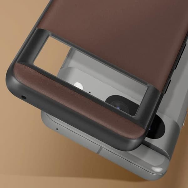 AVIZAR Skyddsfodral för Google Pixel 8 i brunt äkta läder - Ultratunt och hållbart