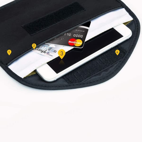 Tyverisikring etui til mobil eller pung 20cm x 11cm - Sort
