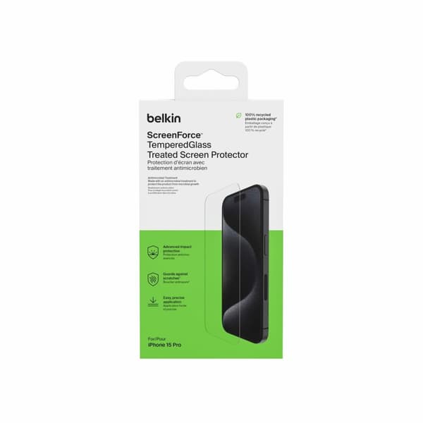 Hærdet glas-skærmbeskytter Belkin OVA137ZZ iPhone 15 Pro