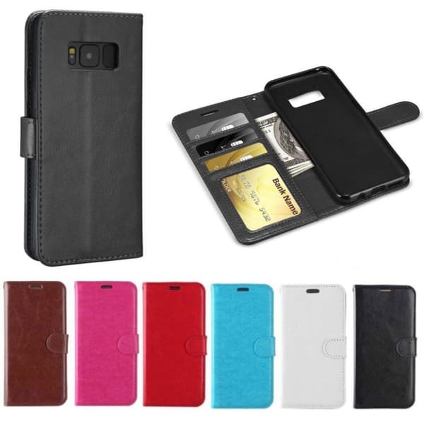 Samsung Galaxy S8 Plånboksfodral i Läder- 3 Kortfack - 6 Färger - Röd