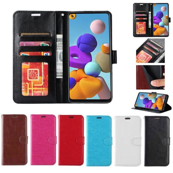Samsung Galaxy S21 Plånboksfodral Skal i Läder - 3 Kortfack - 6 Färger