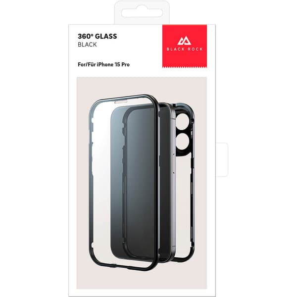 Black Rock iPhone 15 Pro Kuori 360 Glass Läpinäkyvä Musta