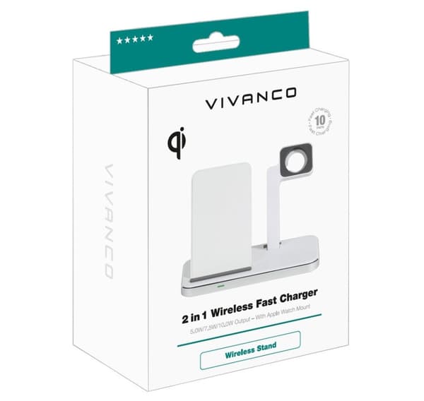 Vivanco trådløs lader 2in1 Wireless Fast 10W (62493)
