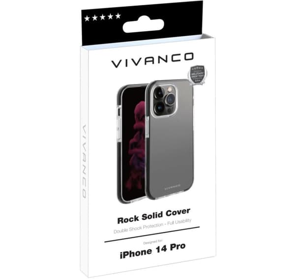 Vivanco beskyttelsesdeksel Rock Solid Apple iPhone 14 Pro, gjennomsiktig (63470)