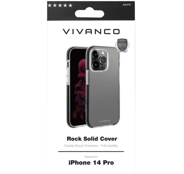 Vivanco beskyttelsesdeksel Rock Solid Apple iPhone 14 Pro, gjennomsiktig (63470)