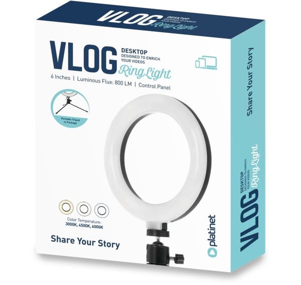 Platinet ringlys PMRL6 Vlog LED Desktop 6"