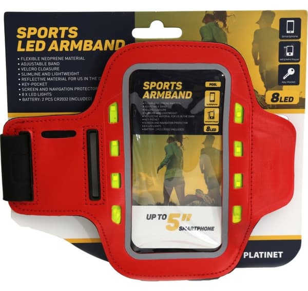 Platinet armbånd Sport LED, rød (43708)