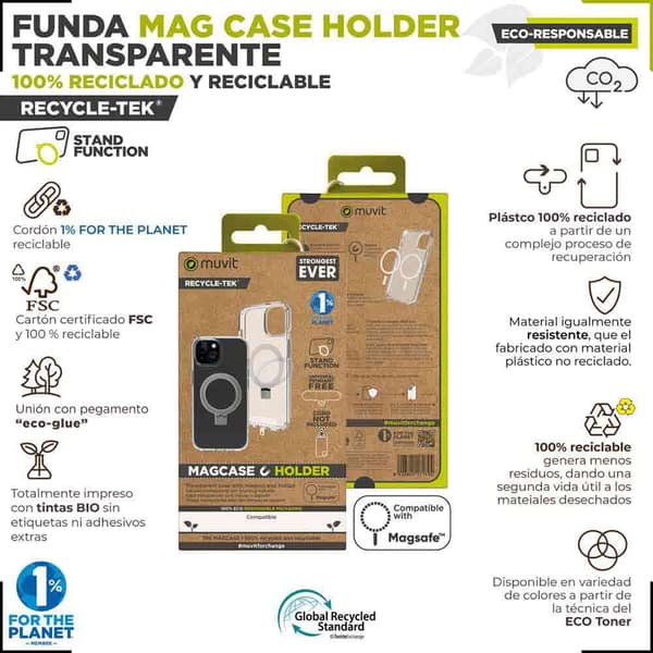 Muvit For Change Med Support Iphone Recycletek Magsafe 15 Sag Transparent