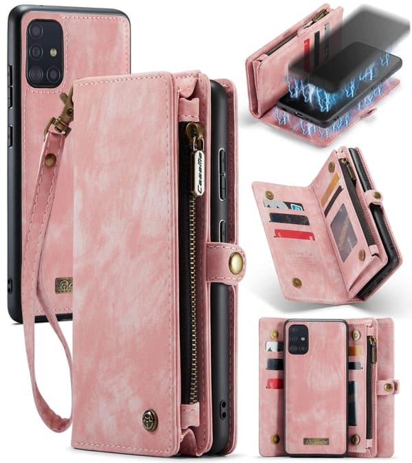 For Samsung Galaxy A71 4G CaseMe-008 Detachable Multifunctional Horizontal Flip Leather Case with Card Slot & Holder & Zipper Wallet & Photo Frame (Pi