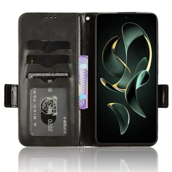 Telefonfodral - MKSMED - Xiaomi 13T / 13T Pro - PU-läder - Flip-skal - Svart