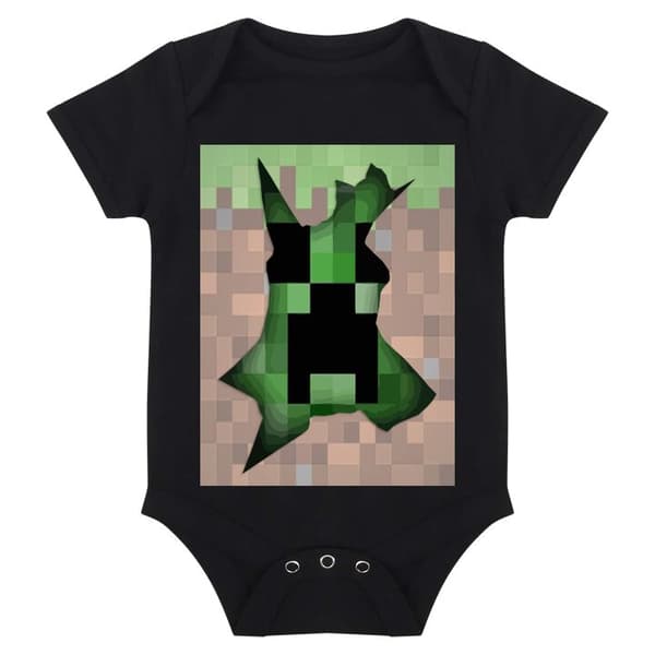 Baby Body Minecraft Grå 0-3 Måneder