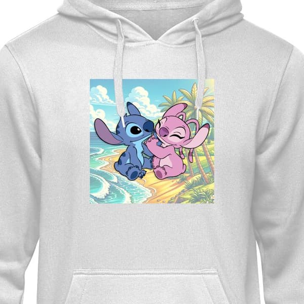 Børn Hoodie Stitch og Angel Sort 5-6 År