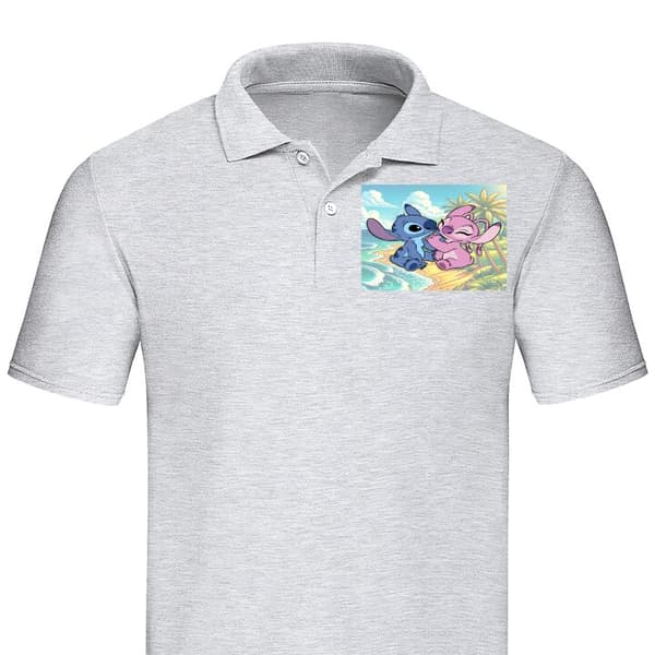 Poloskjorte Stitch og Angel Svart XX-Large