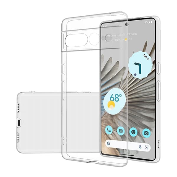 Google Pixel 7 Pro - läpinäkyvä kuori + täysin karkaistu suojalasi