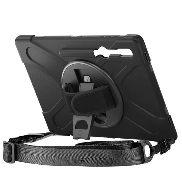 Coque - Samsung - Galaxy Tab S8 Ultra/S9 Ultra - Hybride - Svart - Inbyggd ställning