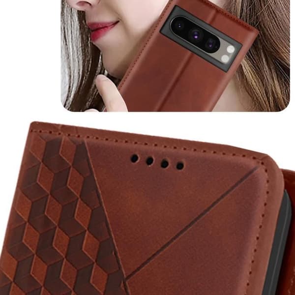 Fodral till Google Pixel 8 Pro - AVIZAR - Geo Collection - Videosupportplånbok - Brun