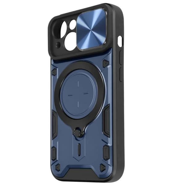 Coque MagSafe - AVIZAR - iPhone 15 - Inbyggd kameraskydd - Bi-material - Blå
