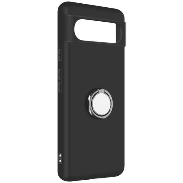 Fodral - AVIZAR - Google Pixel 8 - Mjuk silikon - Integrerad metallring - Svart