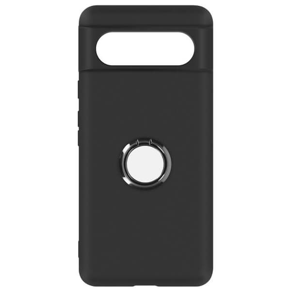 Fodral - AVIZAR - Google Pixel 8 - Mjuk silikon - Integrerad metallring - Svart