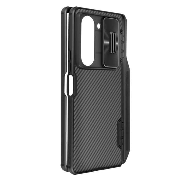 Coque - Nillkin - Galaxy Z Fold 5 - Kameraskydd - Inbyggd Ställning - Ribbat Design