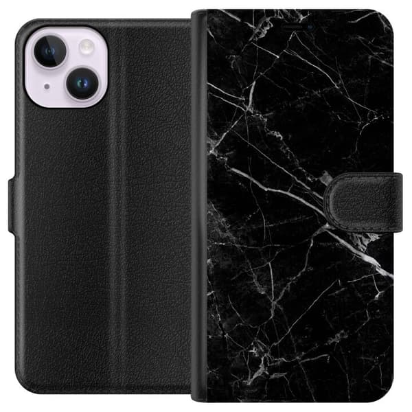 Apple iPhone 14 Tegnebogsetui Sort marmor